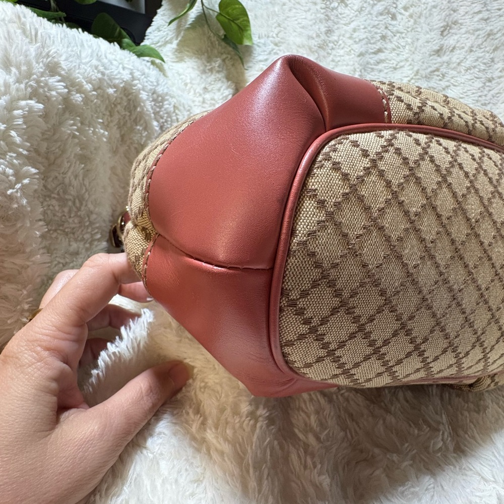 Gucci Beige Monogram Satchel with Pink-Brown Trim - Picture 7 of 15